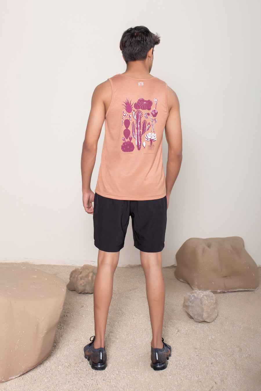 Men's Solo Bamboo Tank Brick Cactus | VOLO Apparel | Made with a blend of bamboo fibers and a four way stretch spandex, Solo Bamboo Tank features an ultra soft tank that is full of features. The bamboo fibers are naturally odor resistant and antimicrobial, the fit is a tailored fit, each tank features a unique print.