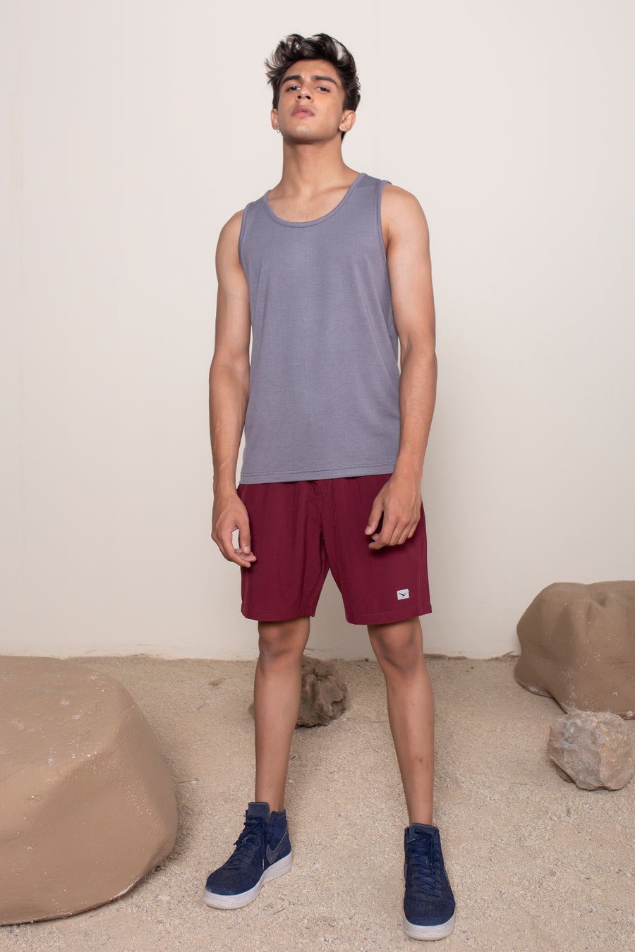 Men's Solo Bamboo Tank Charcoal Japan VOLO Logo | VOLO Apparel | Made with a blend of bamboo fibers and a four way stretch spandex, Solo Bamboo Tank features an ultra soft tank that is full of features. The bamboo fibers are naturally odor resistant and antimicrobial, the fit is a tailored fit, each tank features a unique print.