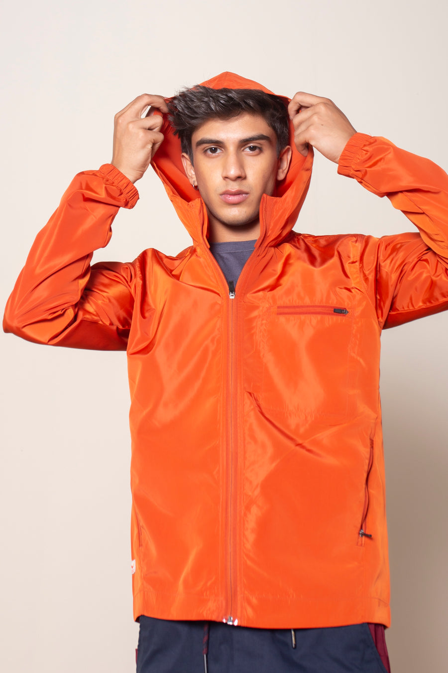 Mens orange windbreaker jacket hotsell