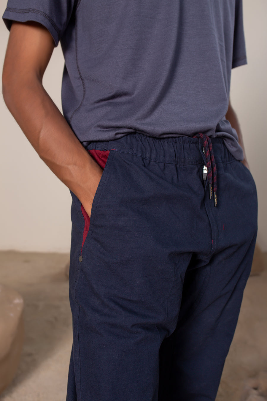 Men's Yosemite Rip Stop in Navy | VOLO Apparel | Made with a durable stretch rip stop, the Yosemite Rip Stop pant is our ultimate six pocket lifestyle pant. Featuring a 3 point gusset, snap button security pockets, 2 zipper pockets and the comfort of cotton ripstop, these are your go to adventure pants. Designed to take you from the summit, to the city.